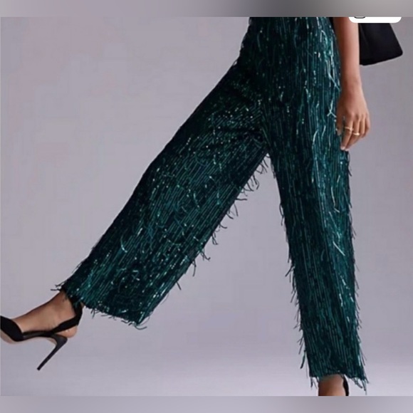 Anthropologie Maeve Fringed Sequin
Wide Leg Pants NWT size 12 MSRP $180 - Picture 2 of 12